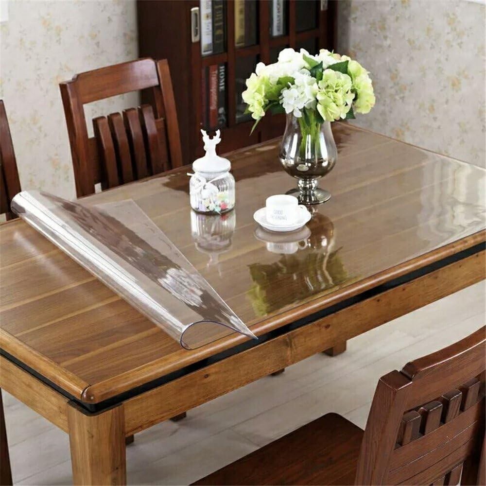 Durable Rectangular Table Cover Protector - 1.5mm Clear PVC Table Mat 40 x 60''