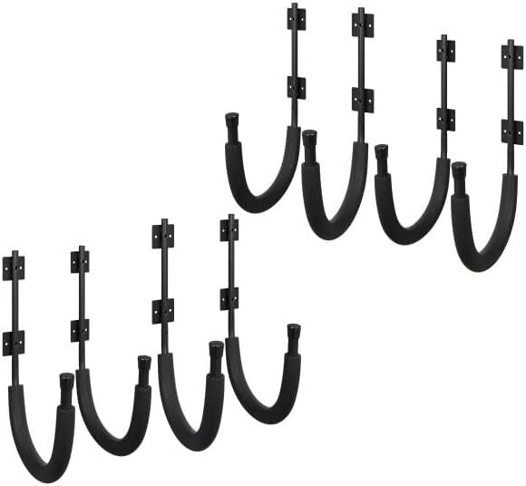 4-Pair Premium Kayak Storage Hooks for Paddleboards and Surfboards - Black