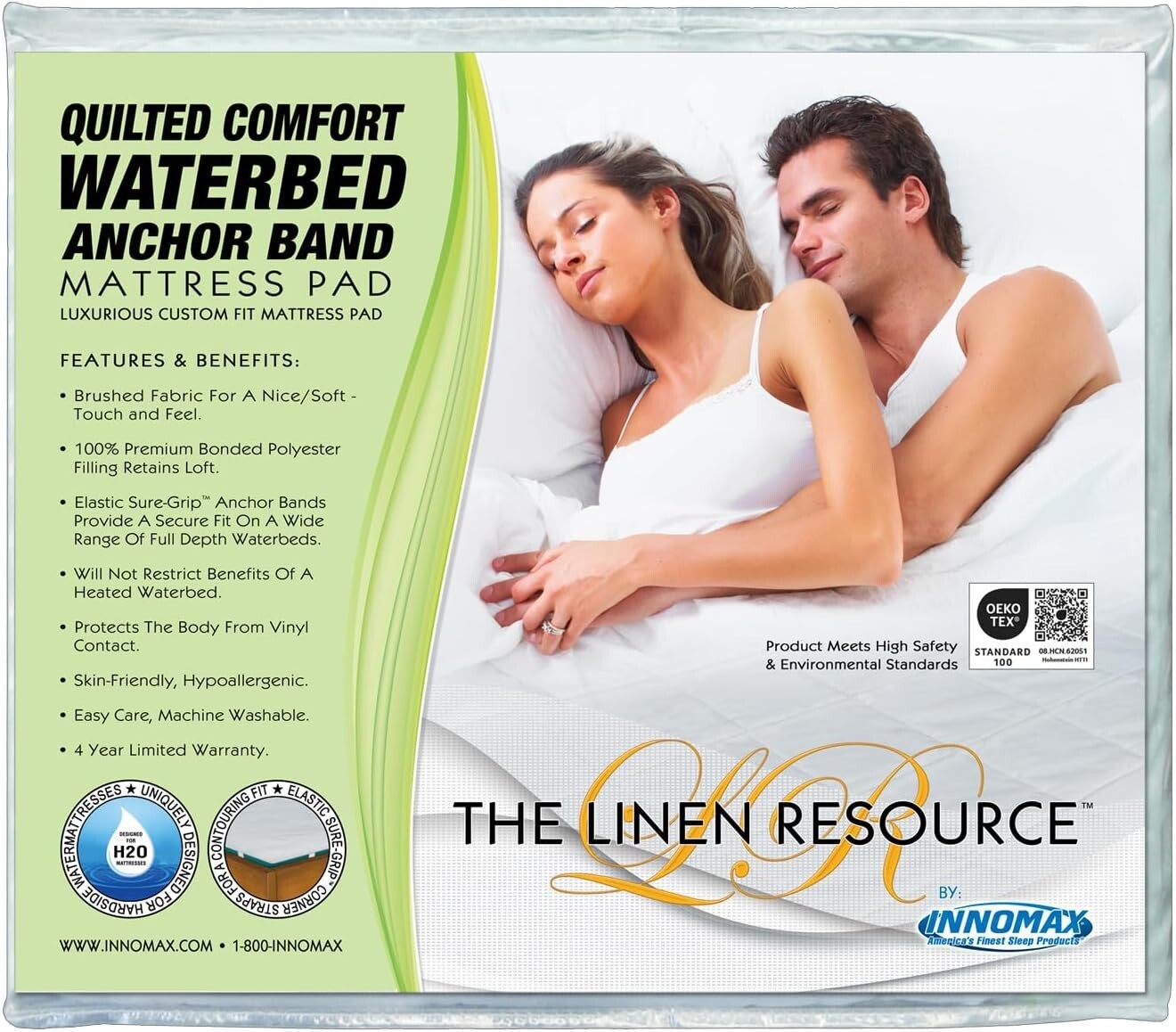 California King Quilted Comfort Waterbed Mattress Pad with Sure-Grip Bands