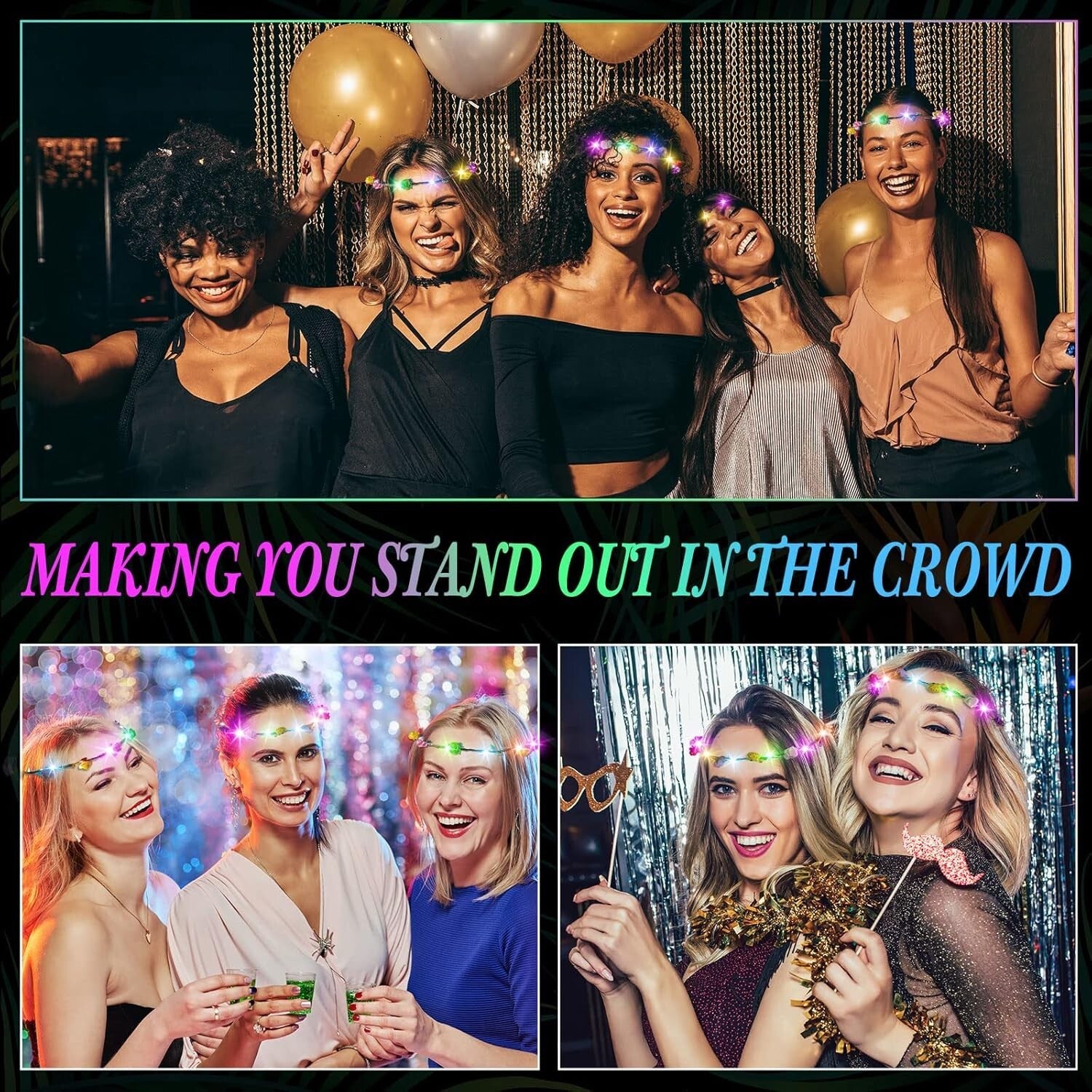 Festive Luminous Flower Crowns - 64 Durable Headbands for All Celebrations