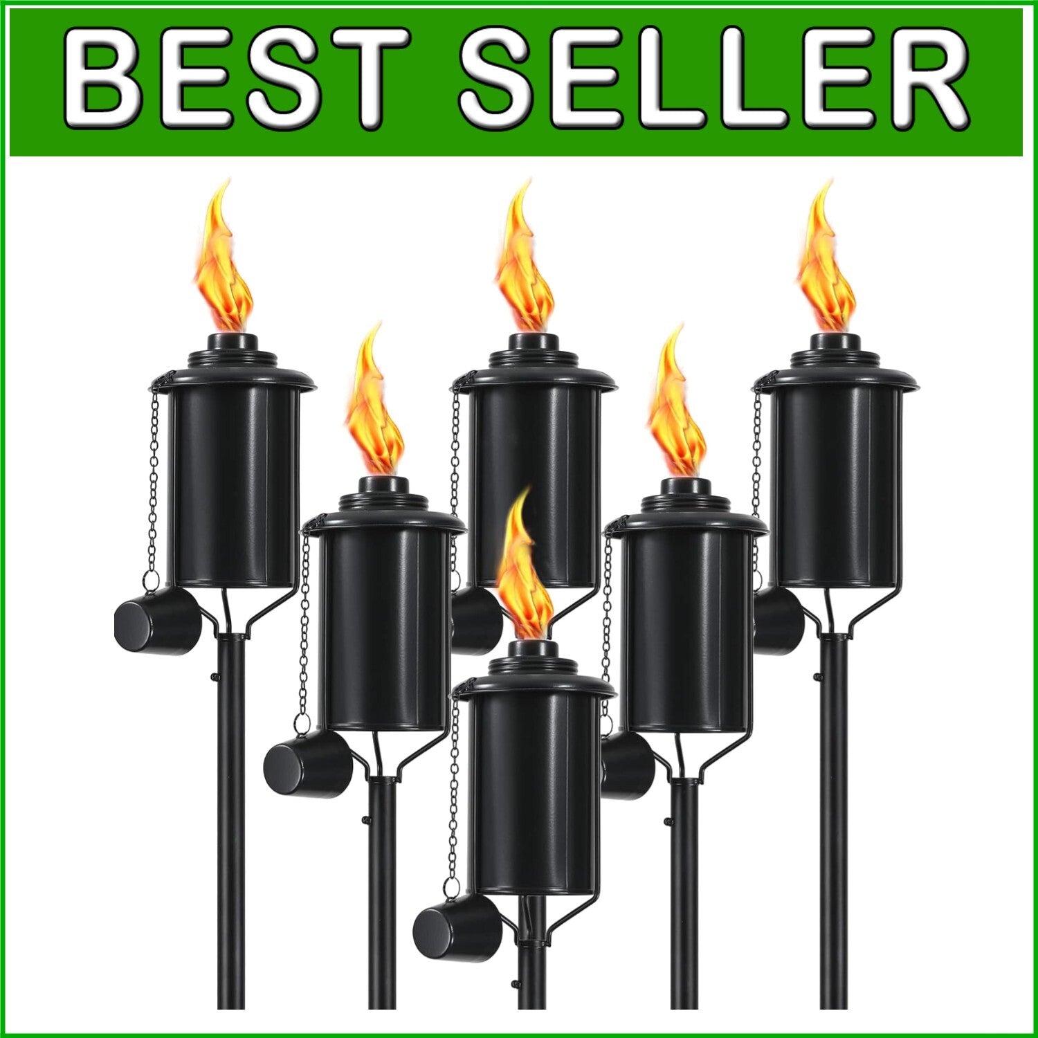 6-Pack Stylish 16 oz Citronella Torches - Adjustable Height for Outdoor Elegance