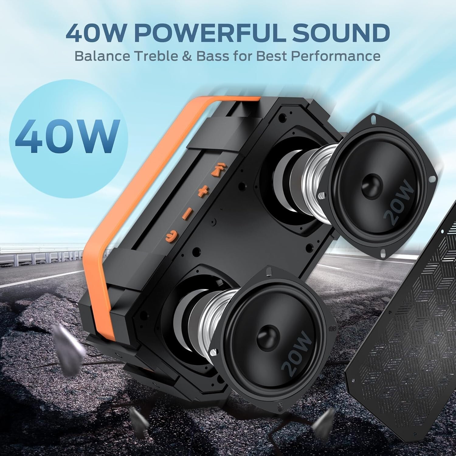 40W Waterproof Bluetooth Speaker with 24-Hour Playtime - Perfect for Outdoors