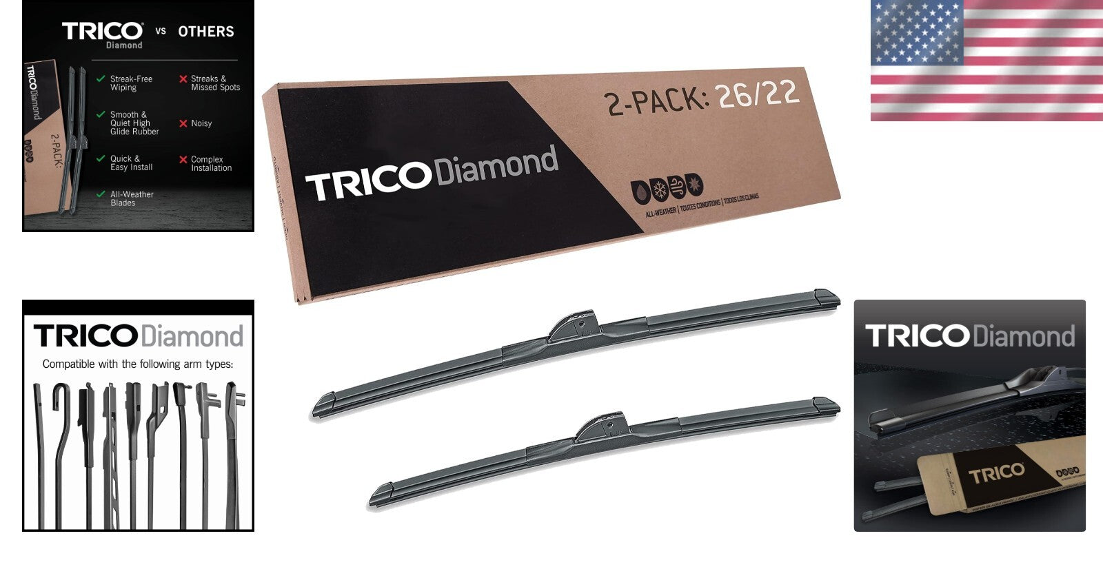 Premium Automotive Windshield Wiper Blades - 26” & 22” All Weather Performance