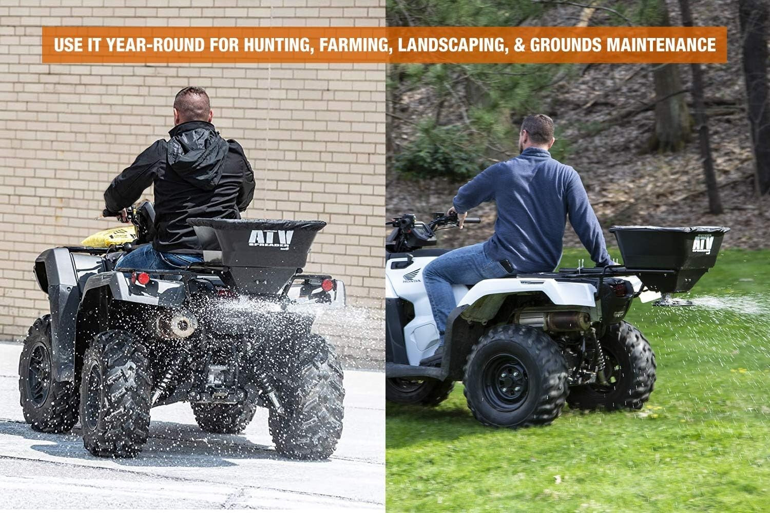 Durable 100 lb Broadcast Spreader for ATV - Seed, Feed, Fertilizer, Rain Cover