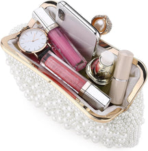 Load image into Gallery viewer, Handmade Pearl Evening Clutch with Detachable Straps - Elegant Wedding Accessory
