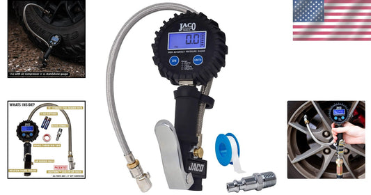 Heavy-Duty Tire Inflator with 200 PSI Gauge - ANSI 1A Accuracy for Precision