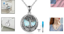 Load image into Gallery viewer, Personalized Tree of Life Memorial Urn Necklace - Sterling Silver with Engraving