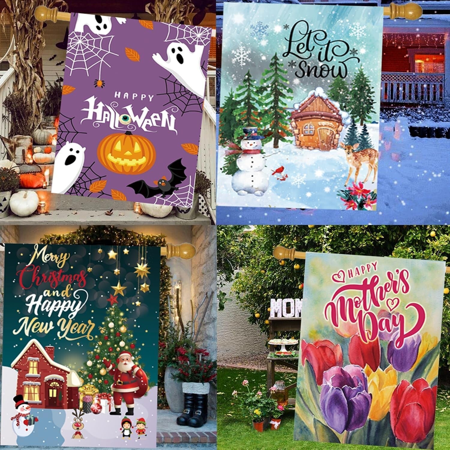 12 Seasonal Yard Flags - UV Resistant, Double-Sided 28x40 Inch for Outdoor Bliss