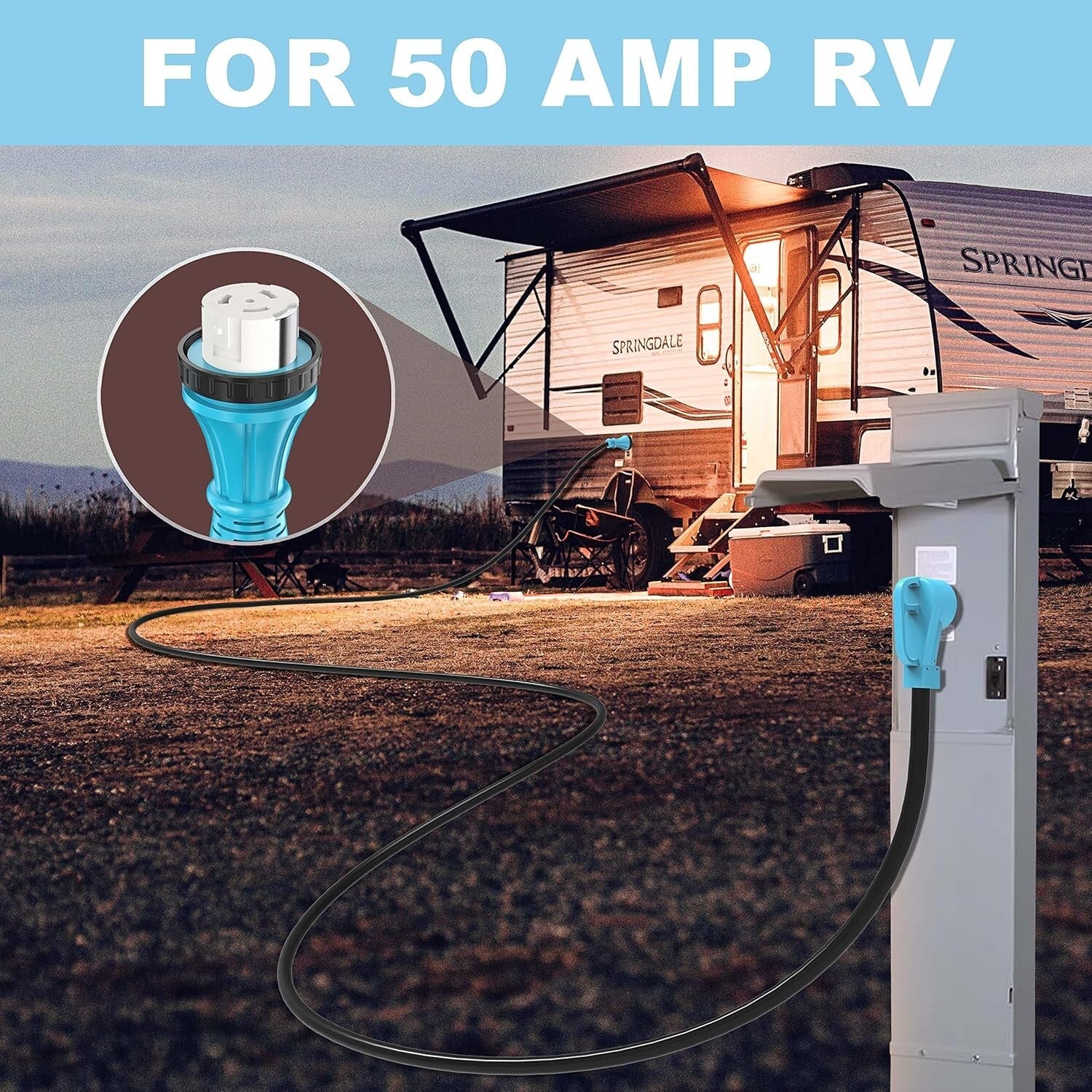 250V 50 Amp RV/Generator Cord 100 Ft with Twist Locking Connector - UL Approved