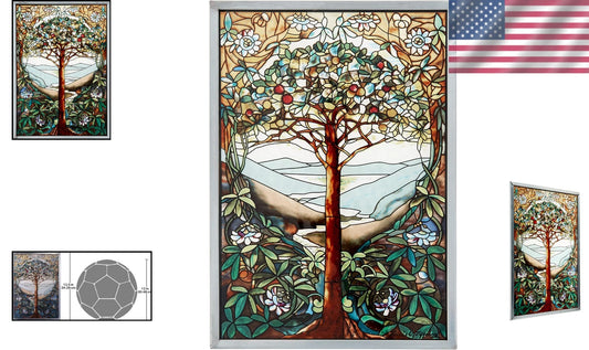Artistic Stained Glass Window Panel - Tree of Life Design for Elegant Homes