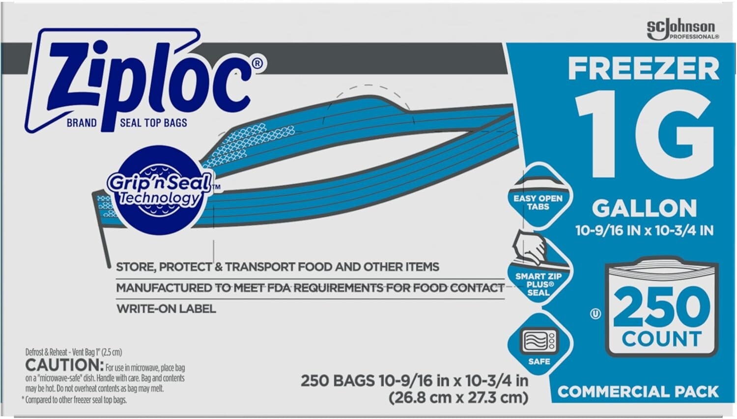 Versatile 250 Count Ziploc 1 Gallon Freezer Bags - Ideal for Meal Prep