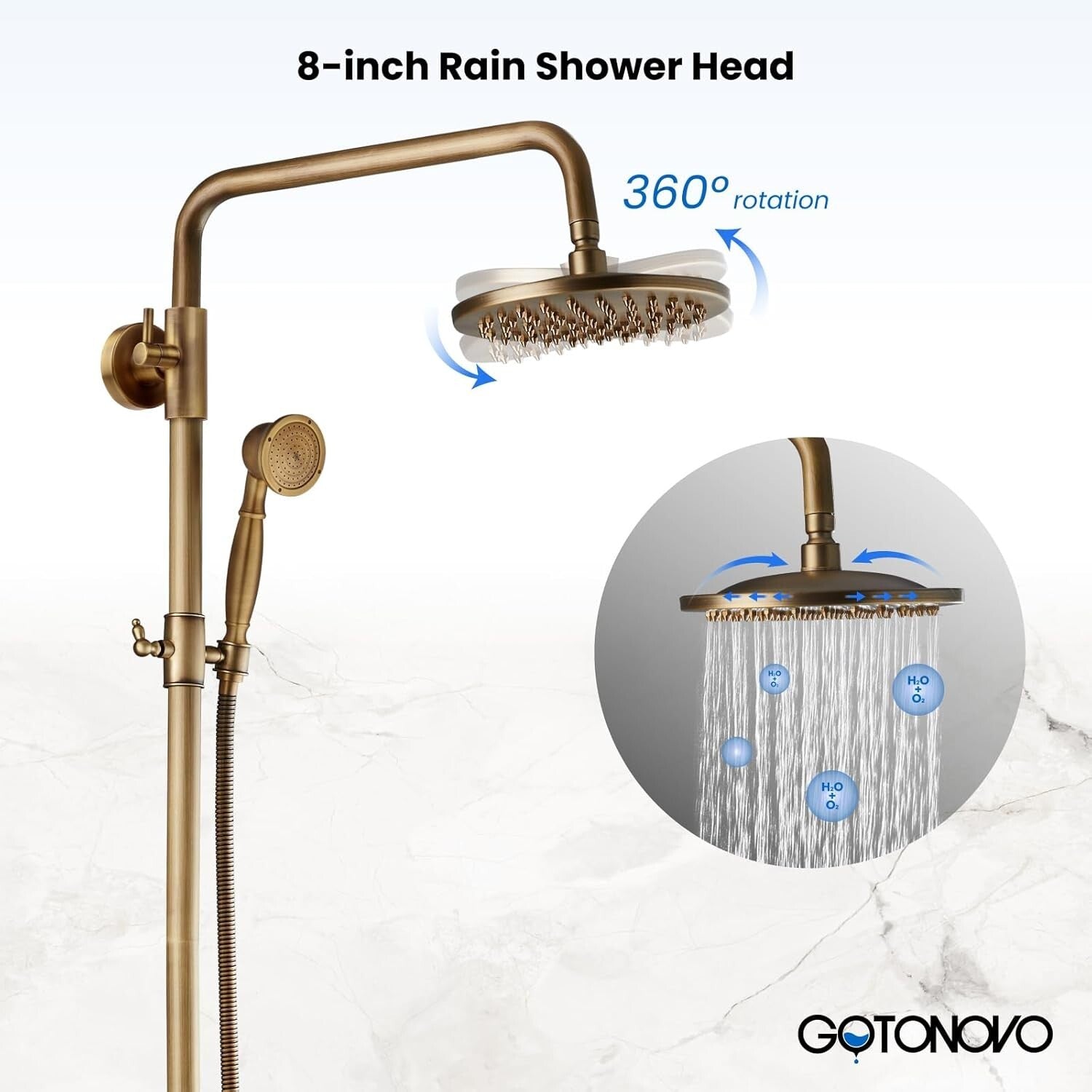 Elegant Bathroom Shower System - 8-Inch Rainfall & Handheld Brass Fixture