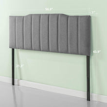Load image into Gallery viewer, Classic Full Size Upholstered Headboard with Channel Stitched Design in Gray