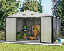 Load image into Gallery viewer, Galvanized Steel Outdoor Storage Shed 10FT x 10FT - Ideal for Gardens and Patios