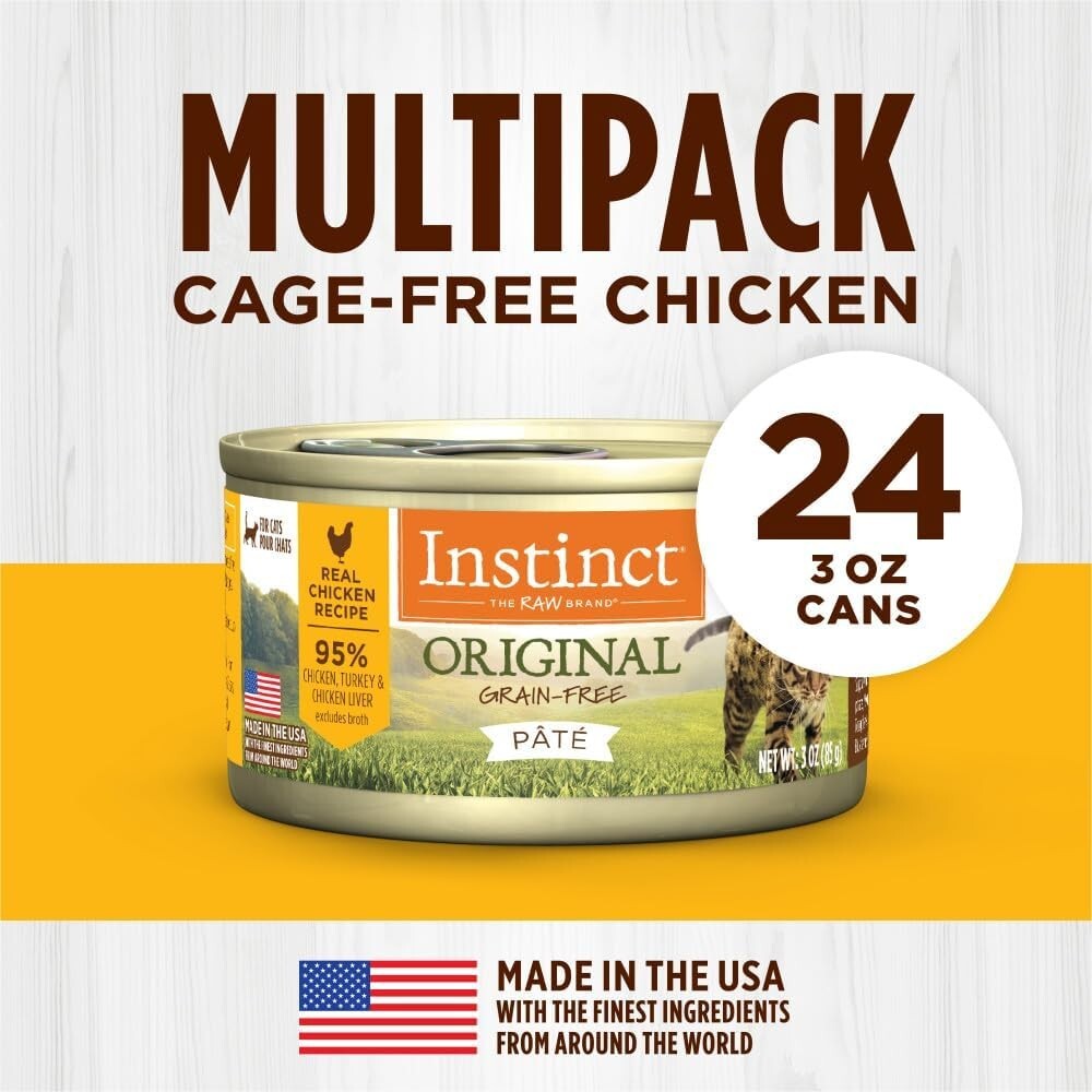 24-Pack of Grain-Free Chicken Pate Canned Cat Food - Real Ingredients for Cats