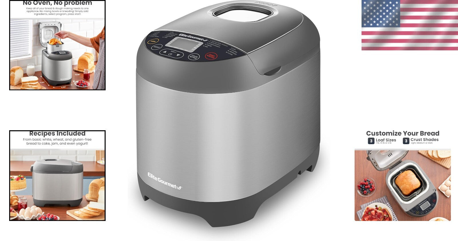 Stainless Steel Bread Maker: 19 Menu Functions & Custom Loaf Sizes Options