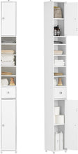 Load image into Gallery viewer, Space-Saving White Storage Cabinet with Two Doors and 6 Shelves for Bathrooms