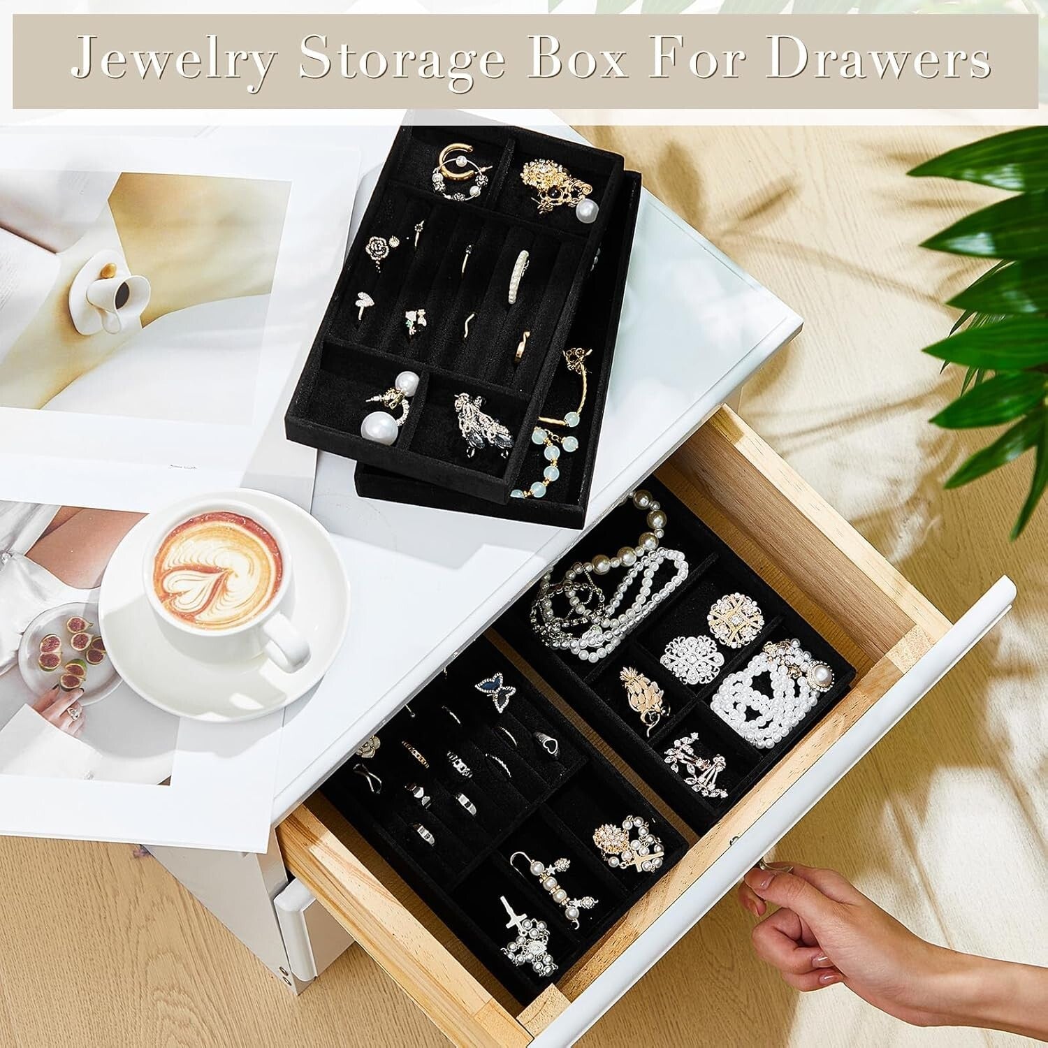 Versatile Stackable Velvet Jewelry Organizer - 18 Tray Set for All Occasions