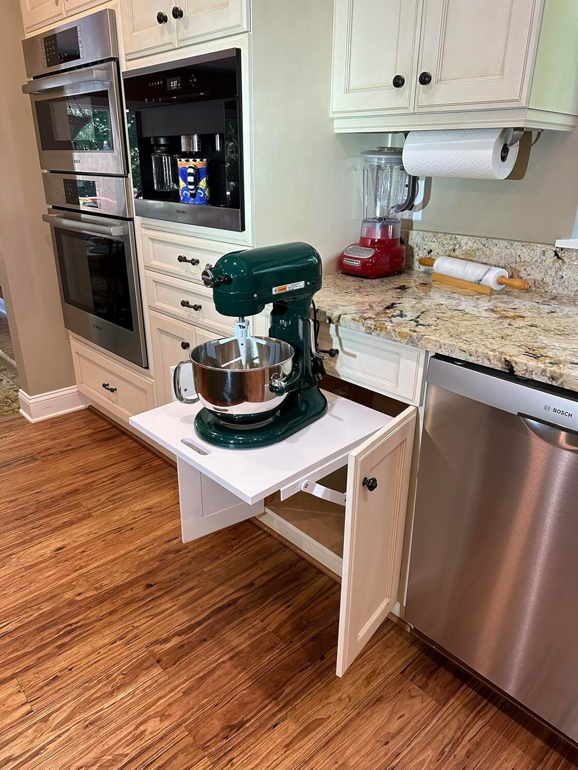 Effortless Kitchen Storage: Self-Locking Appliance Lift with Soft-Close Feature