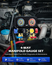Load image into Gallery viewer, 4-Way R1234yf AC Gauge Set with Hoses &amp; Quick Couplers for Precision HVAC Care