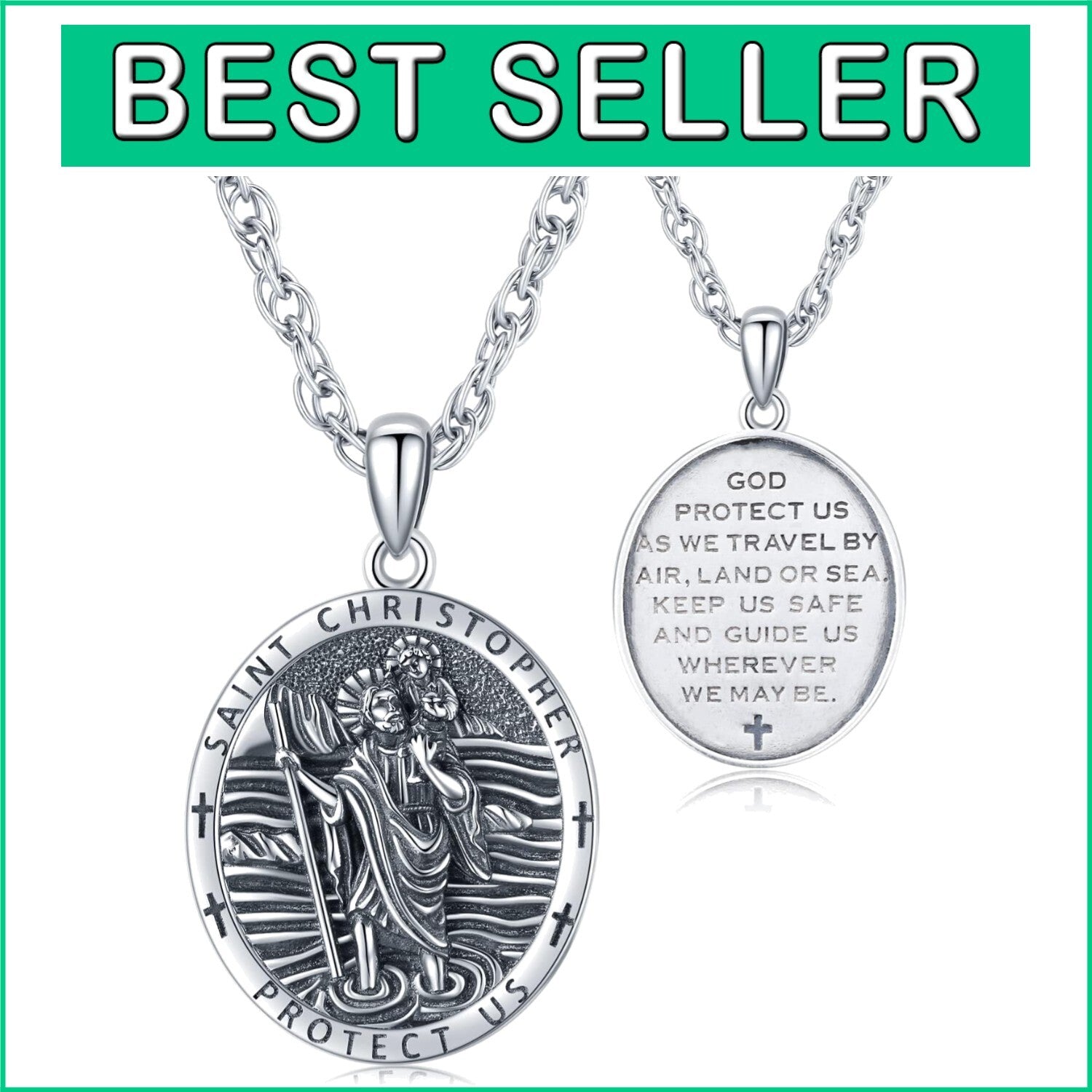 Stylish S925 Sterling Silver St Christopher Necklace - Perfect for Any Occasion