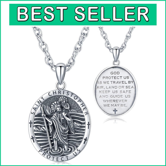 Stylish S925 Sterling Silver St Christopher Necklace - Perfect for Any Occasion