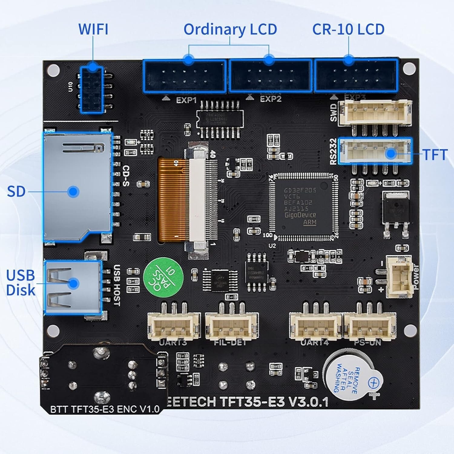 Elegant BIGTREETECH E3 V3.0.1 Touchscreen with USB/SD Support for 3D Printing