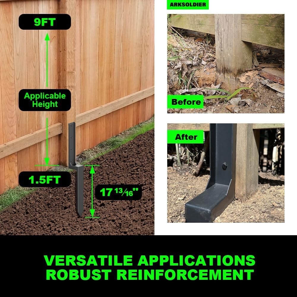 Sturdy Fence Post Repair Kit - H-Stakes Anchors 2-Pack for Maximum Stability