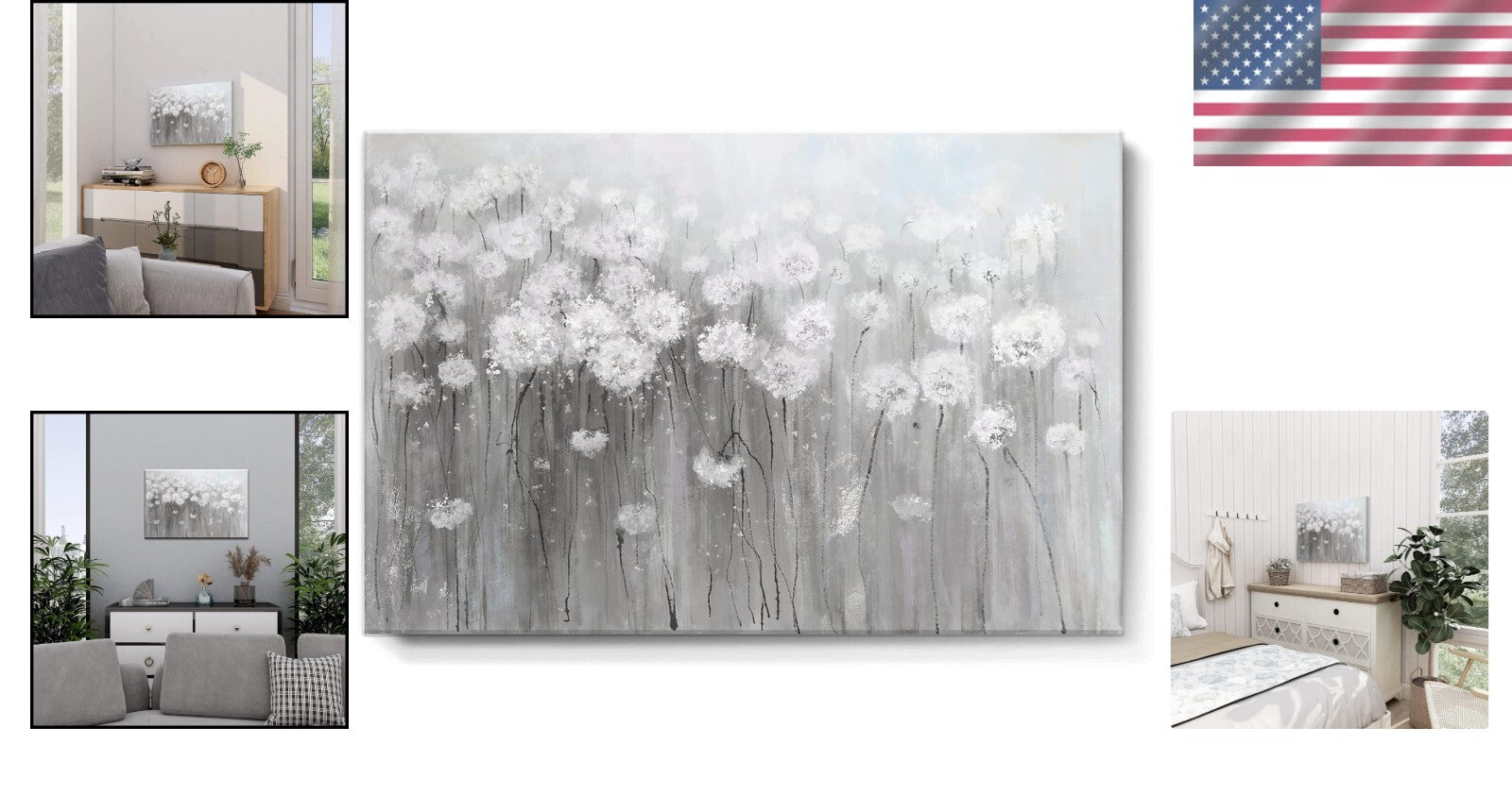 Chic 16x24 Flower Artwork - Versatile Canvas for Living Room & Bedroom