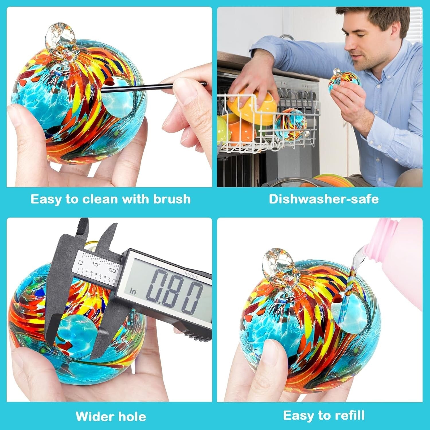 Elegant Adjustable Hummingbird Feeder with Mesmerizing Wind Chimes, Blue Glass