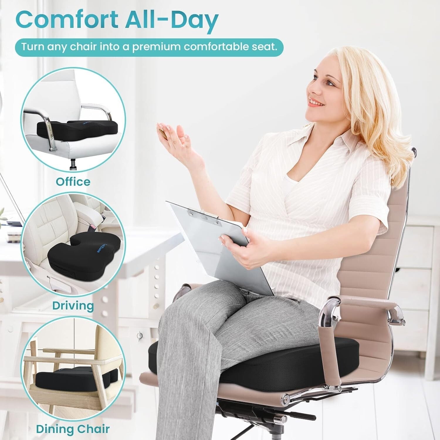 Ergonomic U-Shape Cooling Gel Cushion - X-Large for Office, Gaming, and Travel