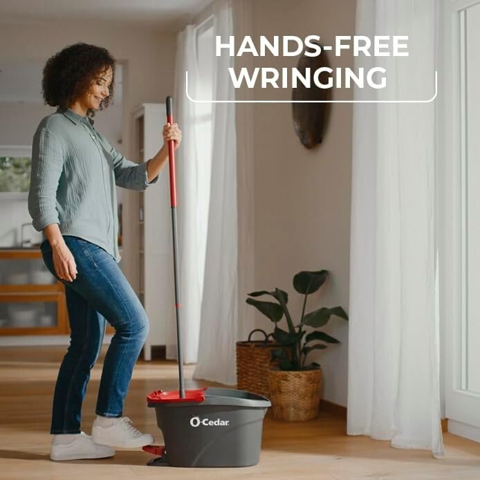 EasyWring Microfiber Spin Mop & Bucket with 4 Refill Heads - Hands-Free Cleaning