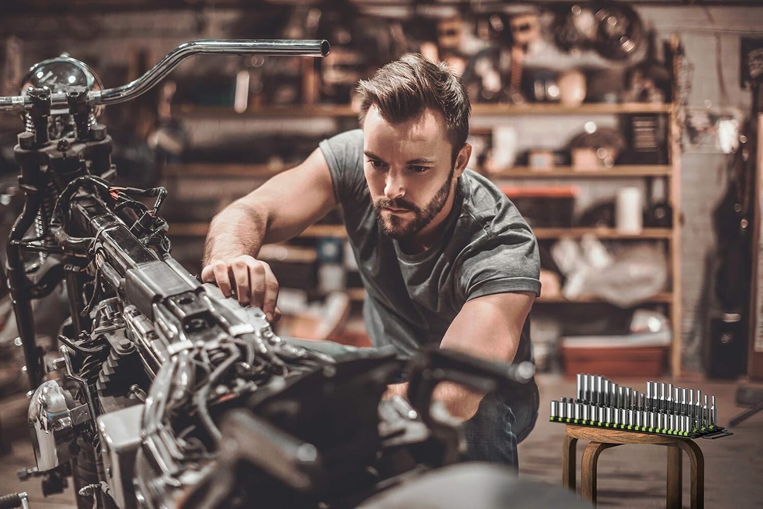 Space-Saving Socket Organizer Tray - 80 Socket Capacity with Spring-Loaded Clips