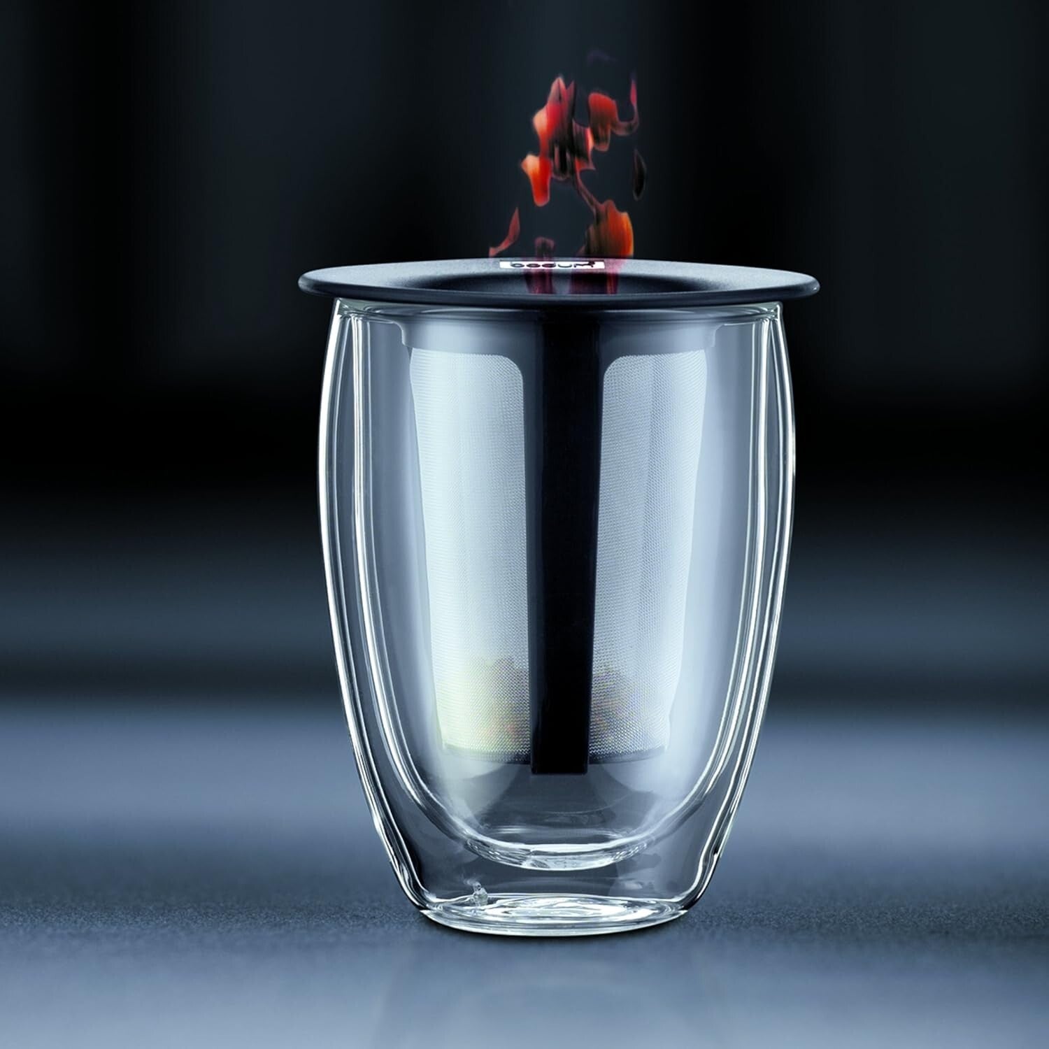 Elegant 12oz Tea Strainer Set with Lid - Double Wall Design for Perfect Brewing