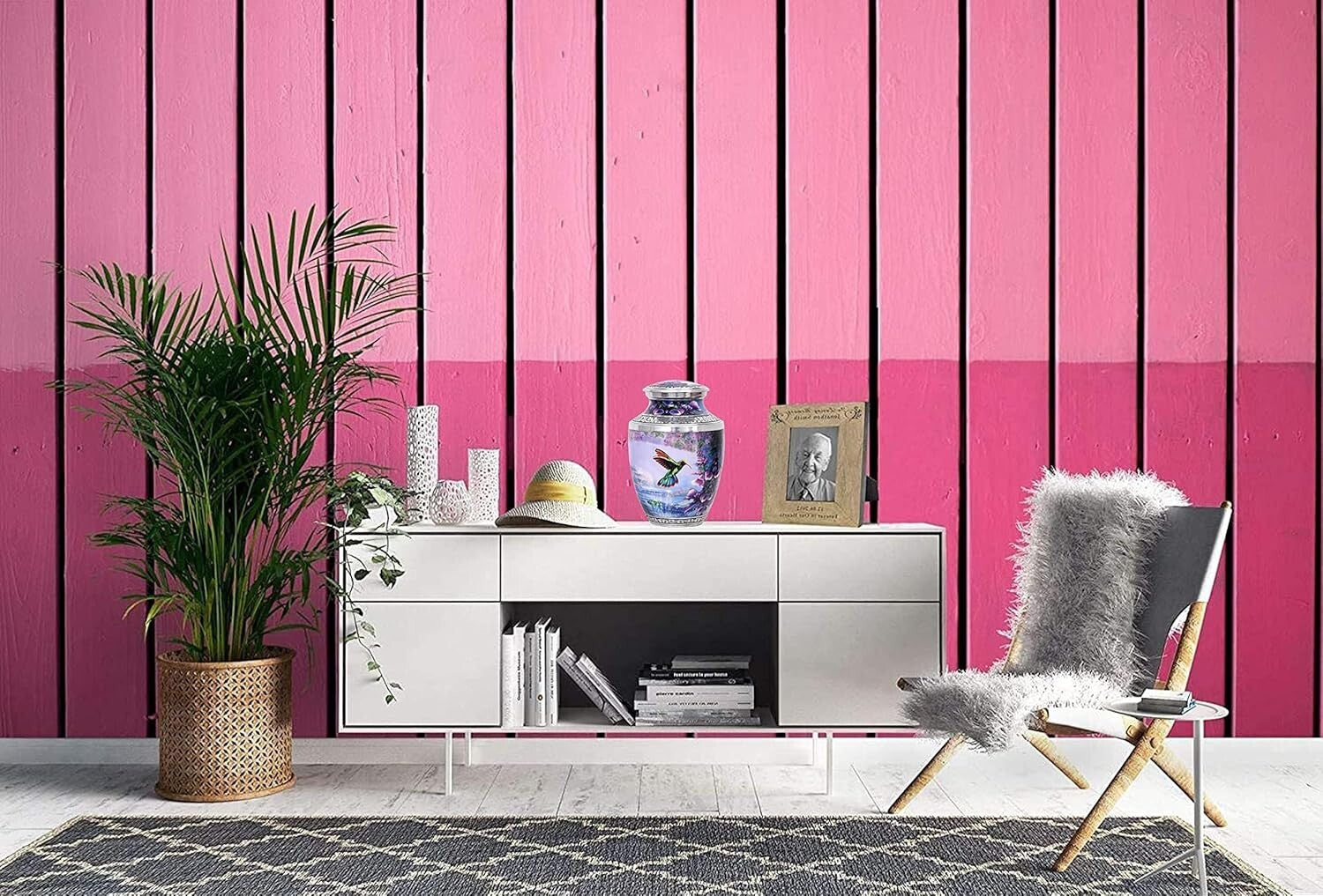 Polished Aluminium Hummingbird Urn for Ashes - 200 lbs Capacity, Hinged Design