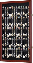 Load image into Gallery viewer, Compact Lockable 4-Tier Spoon Holder for Collectibles - Cherry Wood Finish