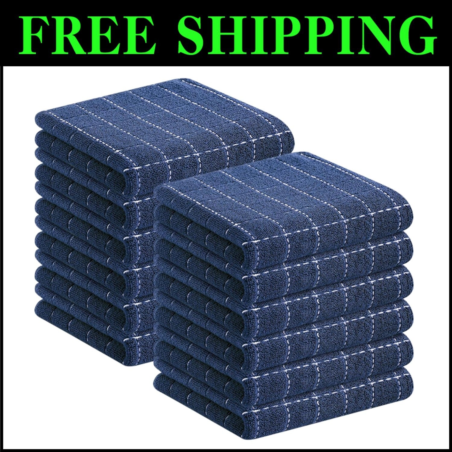 Elegant 12-Pack of Cotton Dish Towels - 13x28 Checkered for Quick Drying & Care