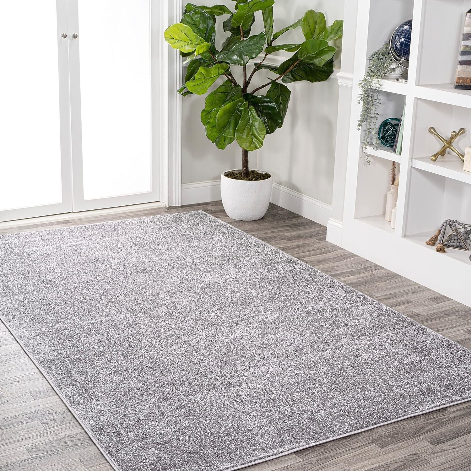 Modern Solid Grey Indoor Area Rug 4' x 6' - Low Pile, Stain Resistant & Pet Safe
