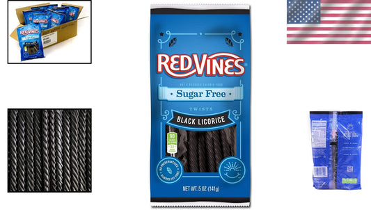 Classic Black Licorice Twists - Soft & Chewy, 12 Pack, Sugar Free Delight