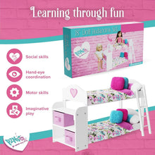 Load image into Gallery viewer, Deluxe 23-Piece Doll Bunk Bed Set for 18-Inch Dolls – Linens &amp; Pajamas Included