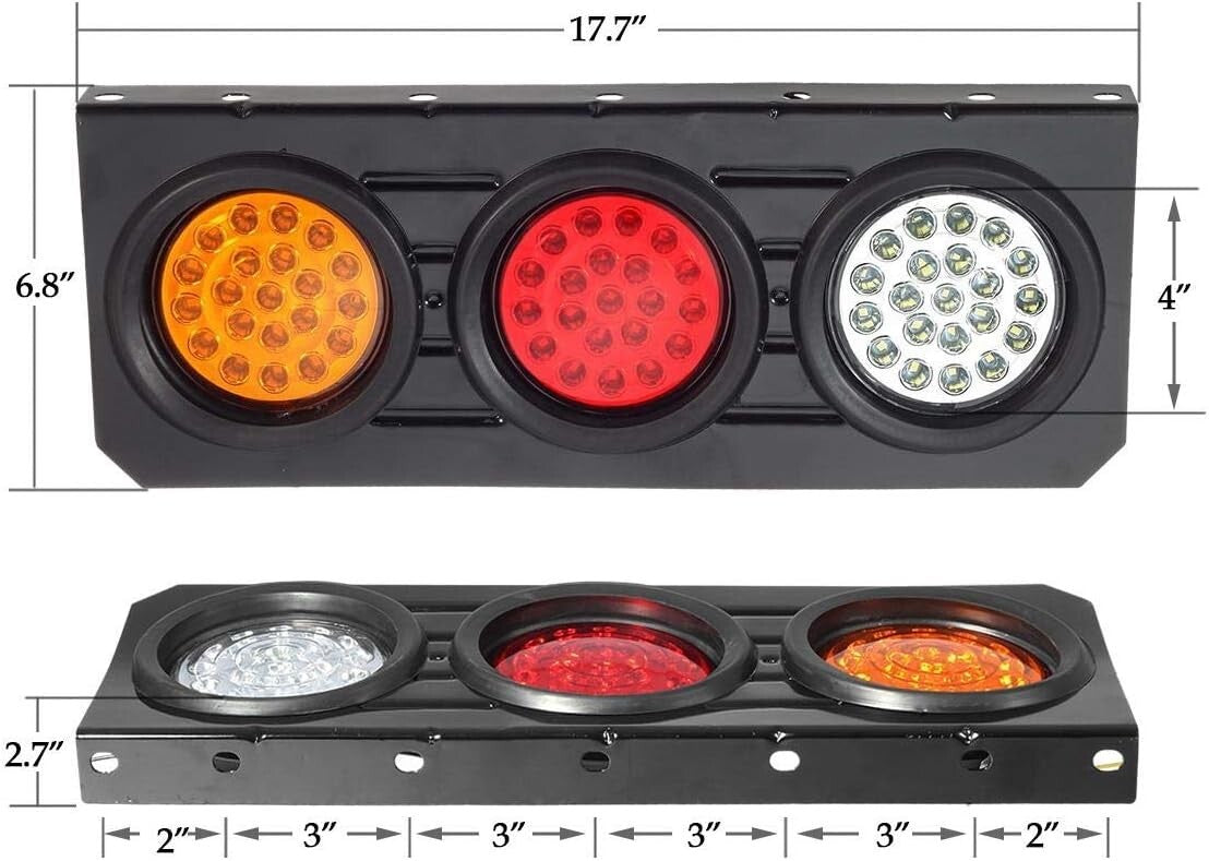 Durable 63 LED Trailer Tail Lights with Iron Bracket - Stop/Turn/Reverse Signals