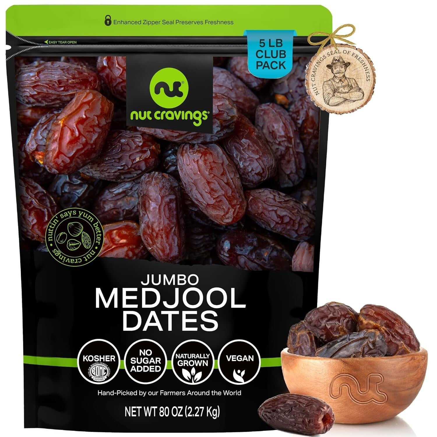 80oz Jumbo Medjool Dates - Sun Dried, No Sugar Added, Resealable Freshness