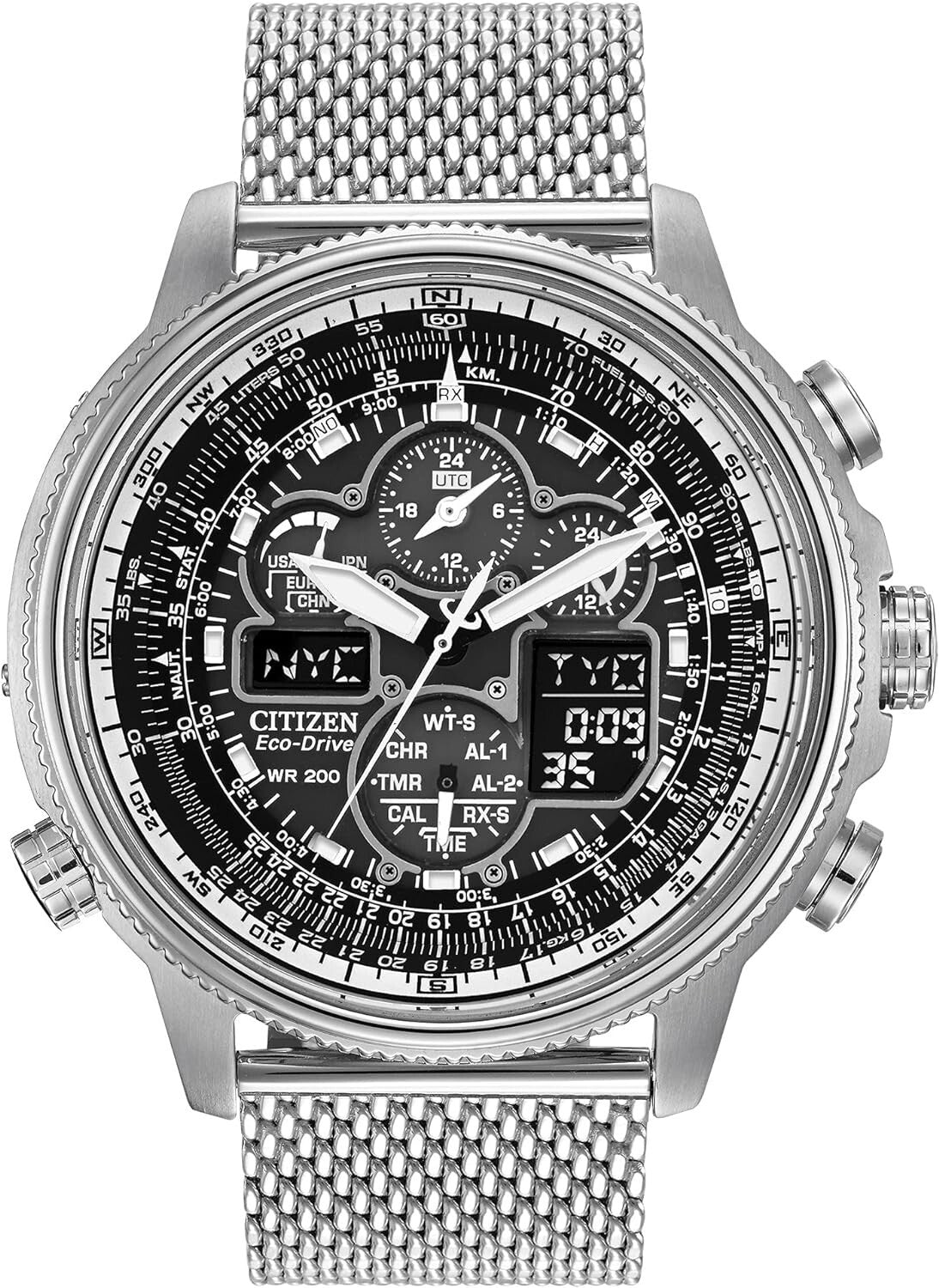 Pilot-Inspired Eco-Drive Atomic Watch - Chronograph with Perpetual Calendar