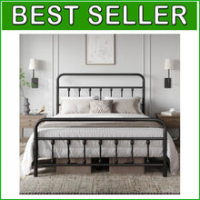 Load image into Gallery viewer, Stylish Victorian Queen Metal Bed Frame with Easy Assembly and Space Efficiency
