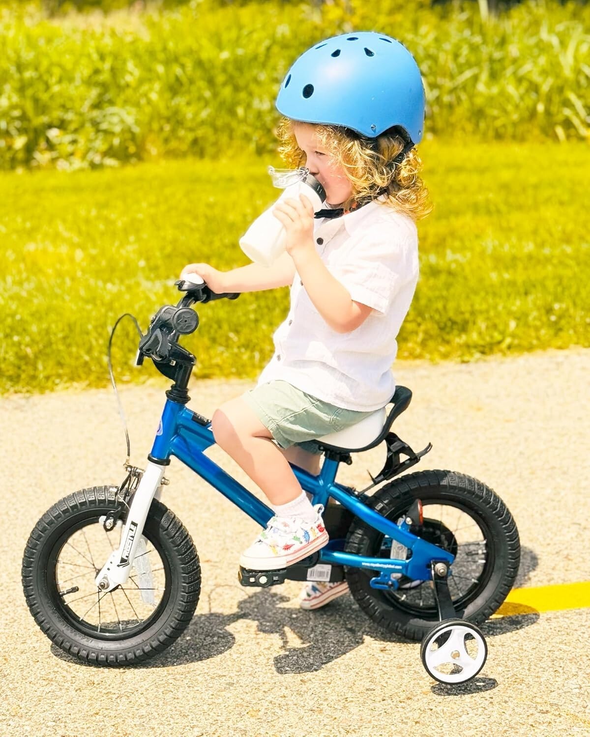 Durable Kids Freestyle Bicycle with Training Wheels & Water Bottle - 12 Inch