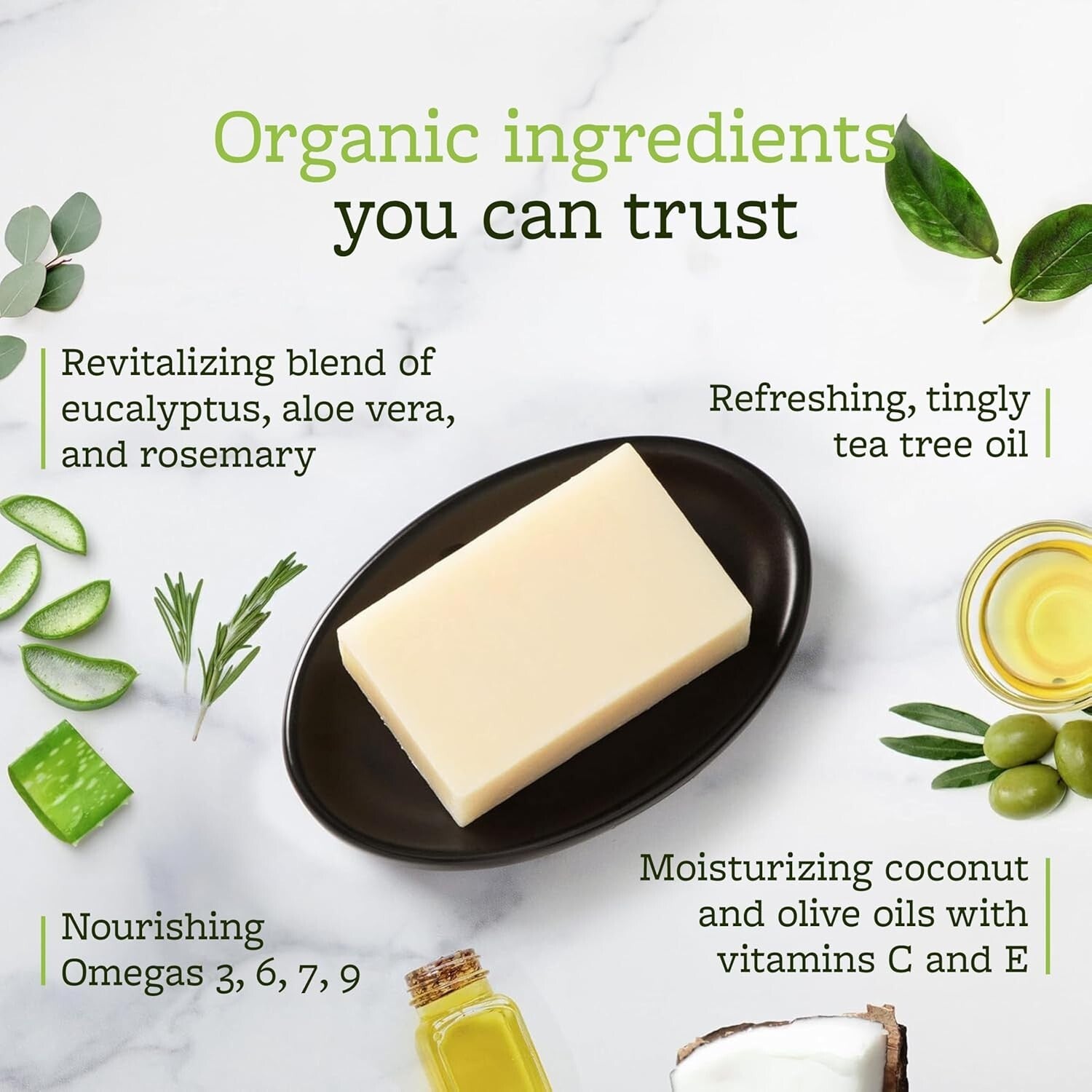 Gentle Natural Soap Bar with Tea Tree Oil - Perfect for Sensitive Skin - 5 Pack