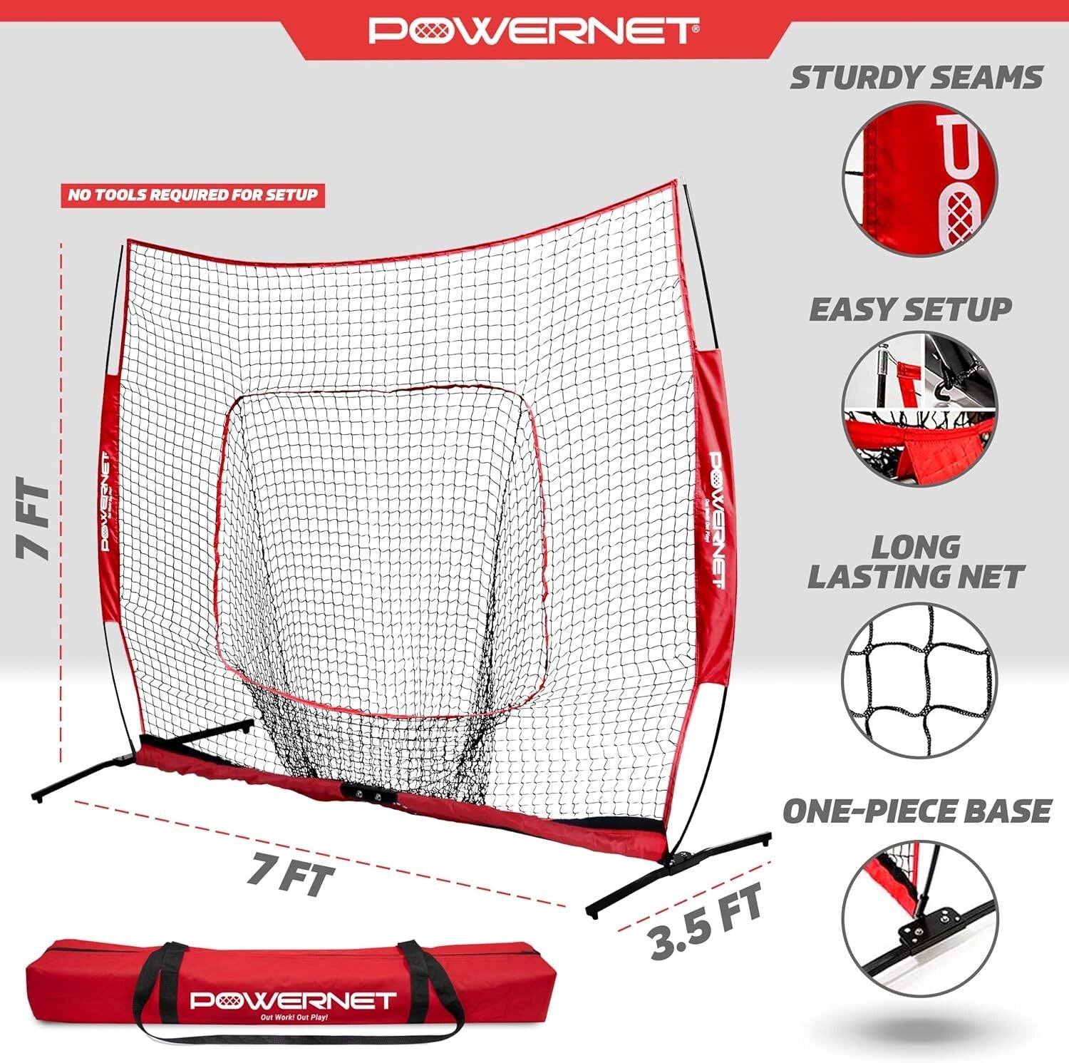 Durable 7x7 Softball & Baseball Net for Hitting, Pitching, and Throwing Practice