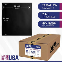 Load image into Gallery viewer, 200 Count 13 Gallon Tear-Resistant Black Trash Bags - Ideal for Yard Waste