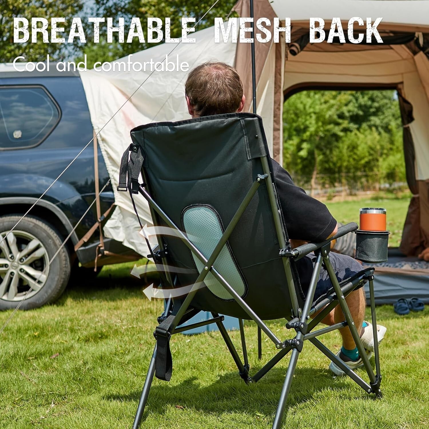Oversized Heavy-Duty Folding Camping Chair - Supports 400lbs, High Back Comfort