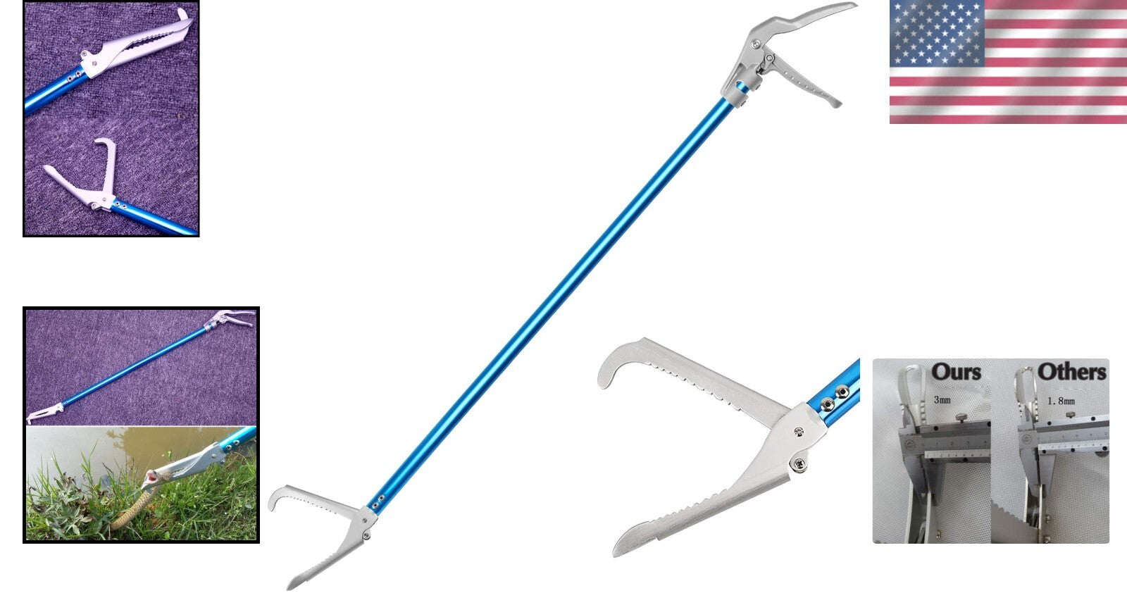 All-Aluminum Rattlesnake Catcher with Locking Mechanism - 60" for Safety